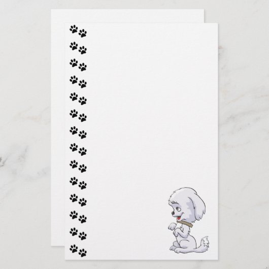 かわいい子犬の文房具 便箋 (正面/裏面)