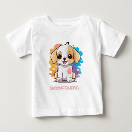 かわいい子犬の斑点(カラフル多い) ベビーTシャツ (正面)
