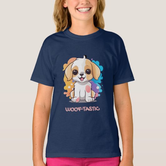 かわいい子犬の斑点(カラフル多い) Tシャツ (正面)