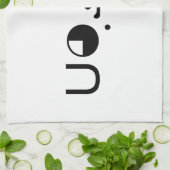 かわいい子犬の日本語顔文字 キッチンタオル (折り畳み)