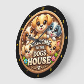 かわいい子犬の時計ウェルカムホーム ラージ壁時計 (傾斜)