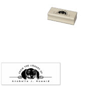 かわいい子犬の本のスタンプ 自分の名前を入れて ラバースタンプ (押印)