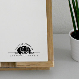 かわいい子犬の本の印鑑 オーダーメイドの図書館スタンプ ラバースタンプ