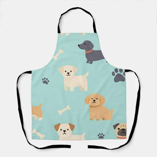 かわいい子犬の柄 エプロン (正面)