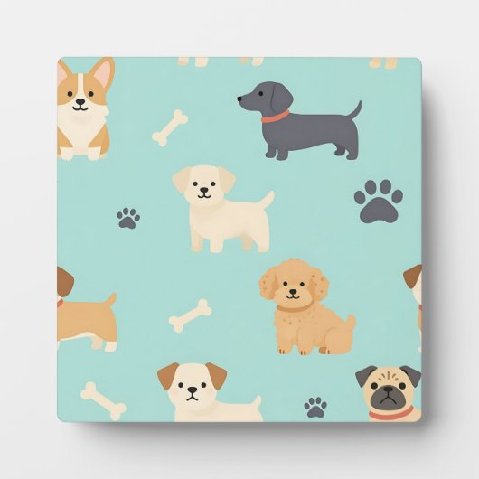 かわいい子犬の柄 フォトプラーク (正面)