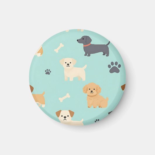 かわいい子犬の柄 マグネット (正面)