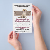 かわいい子犬の歩くペット座って小さなビジネス チラシ (ハンドル)