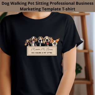 かわいい子犬の歩く座るビジネスマーケティング Tシャツ
