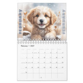 かわいい子犬の水の色の季節の犬の恋人 カレンダー (2月 2027)
