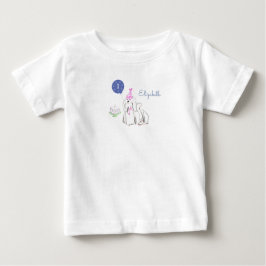 かわいい子犬の水カラーマルチーズお誕生日ケーキ ベビーTシャツ