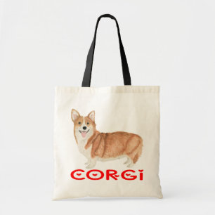 かわいい子犬の水彩絵のウェルシュコーギー トートバッグ