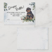 かわいい子犬の水色おむつラッフルベビーシャワー エンクロージャーカード (正面/裏面)