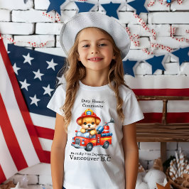 かわいい子犬の消防士がミニチュアトラックを運転する Tシャツ