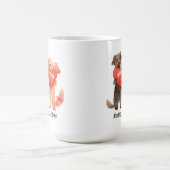 かわいい子犬の漫画を保持ハートバレンタイン コーヒーマグカップ (中央)