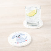 かわいい子犬の漫画シンプルピンクパステルグレー コースター (側面)