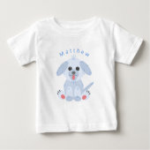 かわいい子犬の漫画パーソナライズされたピンクのパステル ベビーTシャツ (正面)