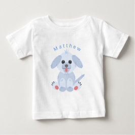 かわいい子犬の漫画パーソナライズされたピンクのパステル ベビーTシャツ