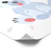 かわいい子犬の漫画ピンクのパステルパーソナライズされた ポスター (角)