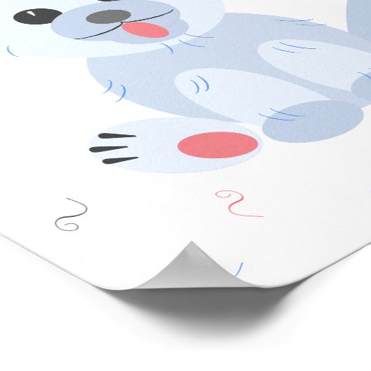 かわいい子犬の漫画ピンクのパステルパーソナライズされた ポスター (角)