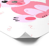 かわいい子犬の漫画ピンクのパーソナライズされた女の子 ポスター (角)