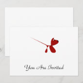 かわいい子犬の漫画 招待状 (正面/裏面)