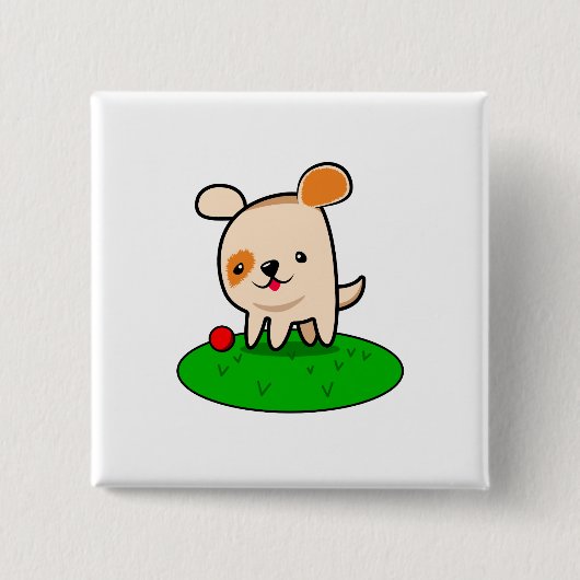 かわいい子犬の漫画 缶バッジ (正面)