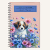 かわいい子犬の牧草地新学期ノート ノートブック (正面)