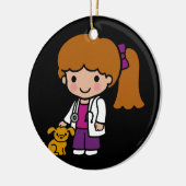 かわいい子犬の獣医ガール セラミックオーナメント (左)