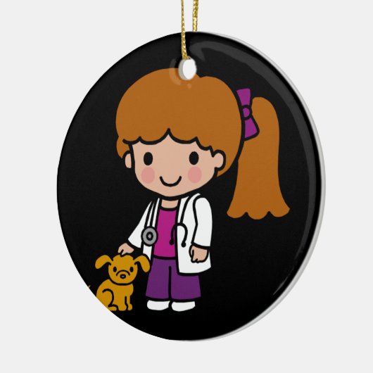 かわいい子犬の獣医ガール セラミックオーナメント (左)