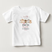 かわいい子犬の男の子1歳の誕生日 | パーティータイムファースト ベビーTシャツ (正面)