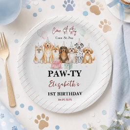かわいい子犬の男の子1歳の誕生日 | パーティータイムファースト ペーパープレート
