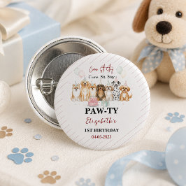 かわいい子犬の男の子1歳の誕生日 | パーティータイムファースト 缶バッジ
