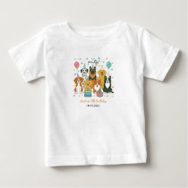 かわいい子犬の男の子5歳の誕生日パーティー ベビーTシャツ