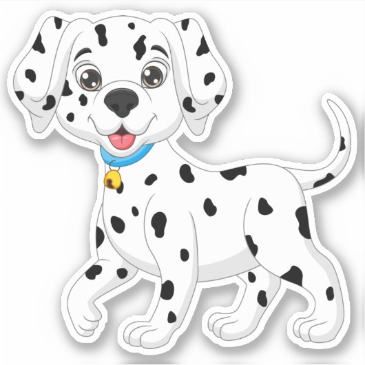 かわいい子犬の白黒斑点ファイアドッグダルマチア シール (正面)