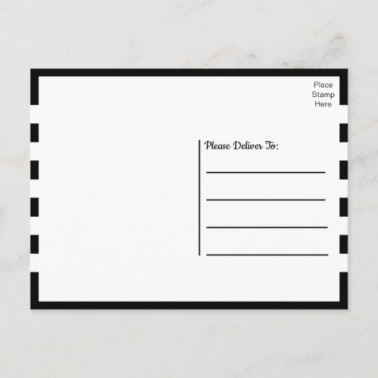 かわいい子犬の白黒漫画パグサンキュー ポストカード (裏面)