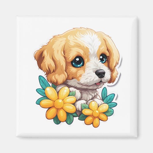 かわいい子犬の磁石 マグネット (正面)