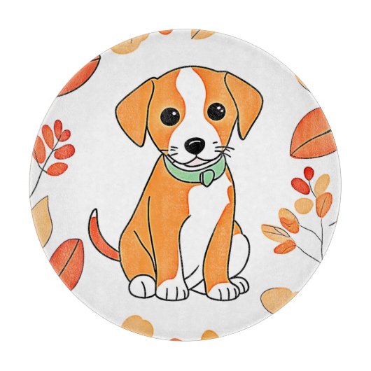 かわいい子犬の秋作品 カッティングボード (正面)