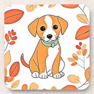 かわいい子犬の秋作品 コースター