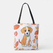 かわいい子犬の秋作品 トートバッグ (裏面)
