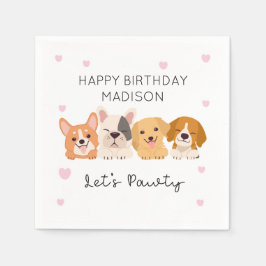 かわいい子犬の紙ナプキンスはポーティ食器を手に スタンダードカクテルナプキン