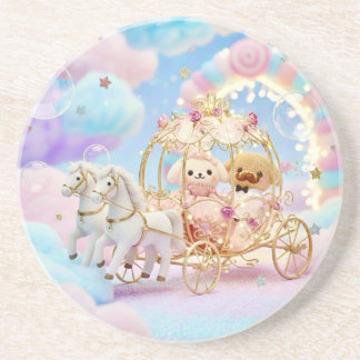 かわいい子犬の結婚式のおとぎ話の馬車 コースター