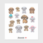 かわいい子犬の絵文字ステッカー シール (シート)