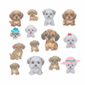 かわいい子犬の絵文字ステッカー シール (正面)