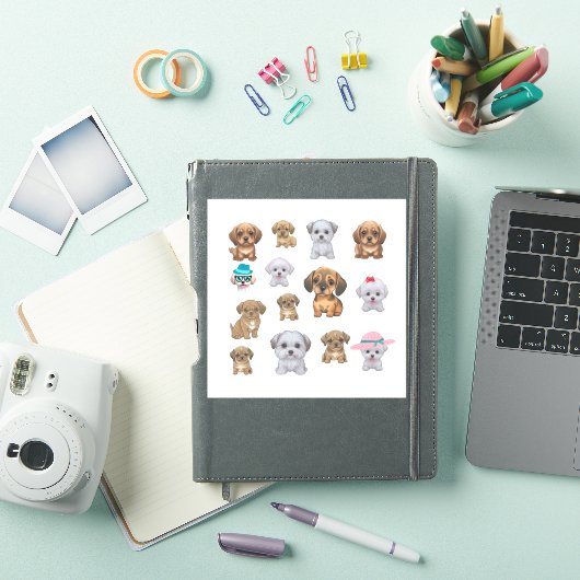 かわいい子犬の絵文字ステッカー シール (iPadカバー)