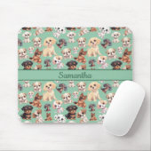 かわいい子犬の緑 マウスパッド (マウス)