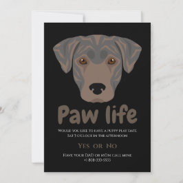 かわいい子犬の肉球ライフパーティー 招待状