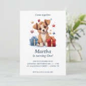 かわいい子犬の肉球：誕生日パーティーの招待状 招待状 (スタンド正面)