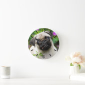 かわいい子犬の色パグパピドッグポートレートダイヤルプレート ラウンド壁時計 (ホーム)