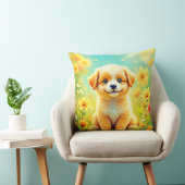 かわいい子犬の花アート クッション (椅子)