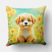 かわいい子犬の花アート クッション (裏面)